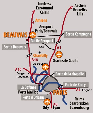 mapka dojazd z Beauvais do centrum Paryża
